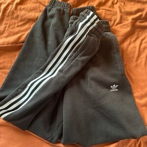 Adidas Women’s Black Joggers with White Stripes